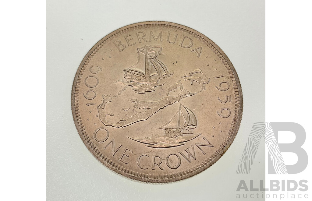 Bermuda 1959 Silver One Crown, 350th Anniversary Colony Founding .500