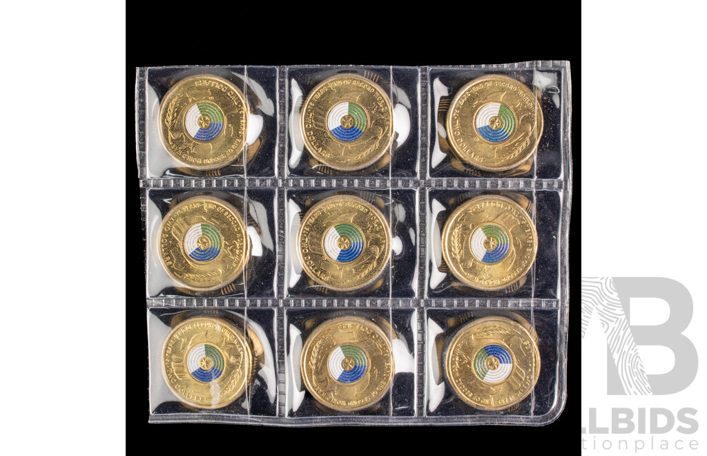Nine Australian 2020 Two Dollar Coins, Seventy Fifth Anniversary of Peace Keeping
