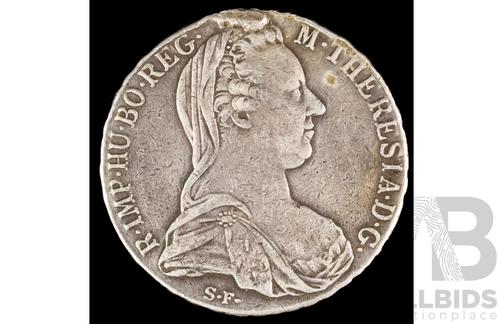 Austria 1780 Silver One Thaler Coin, Maria Theresia .833