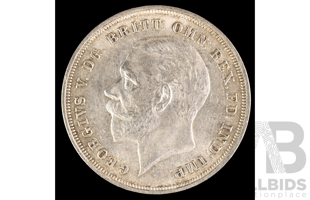 United Kingdom 1935 KGV Silver One Crown Coin, Silver Jubilee .500