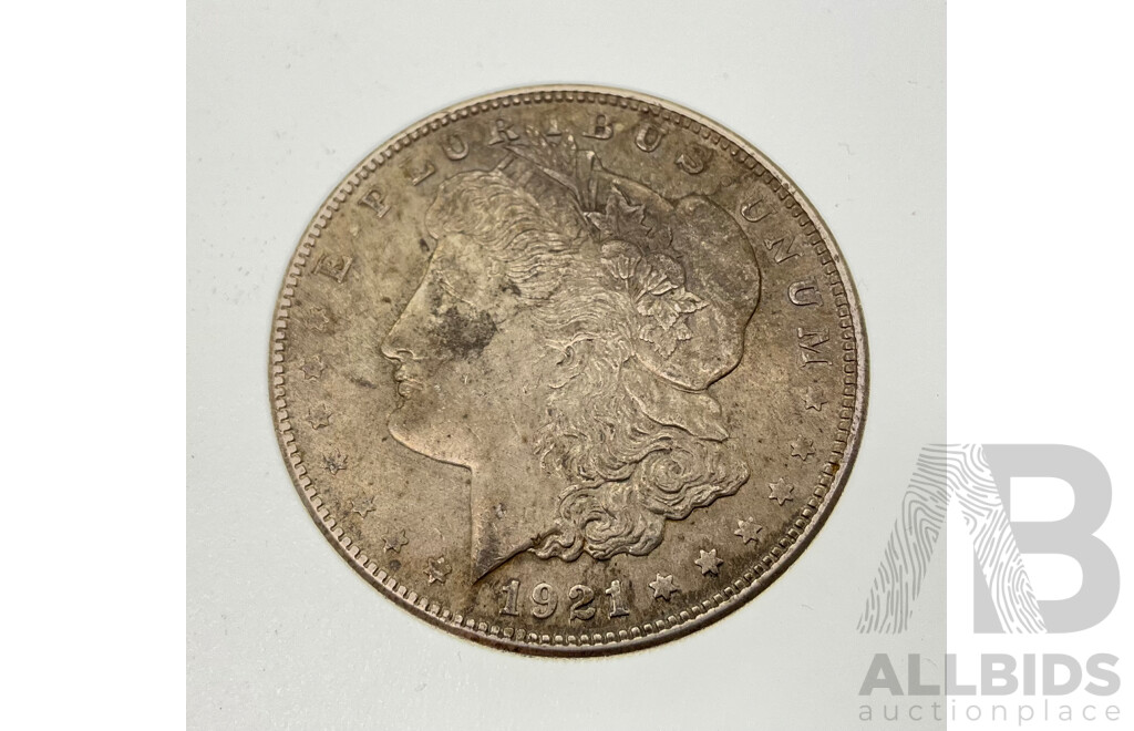 USA 1921 Silver Morgan Dollar, San Fransisco Mint .900