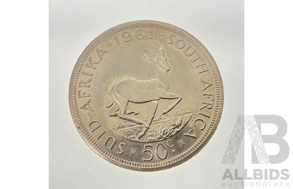 South African 1961 Silver Fifty Cent Coin .500