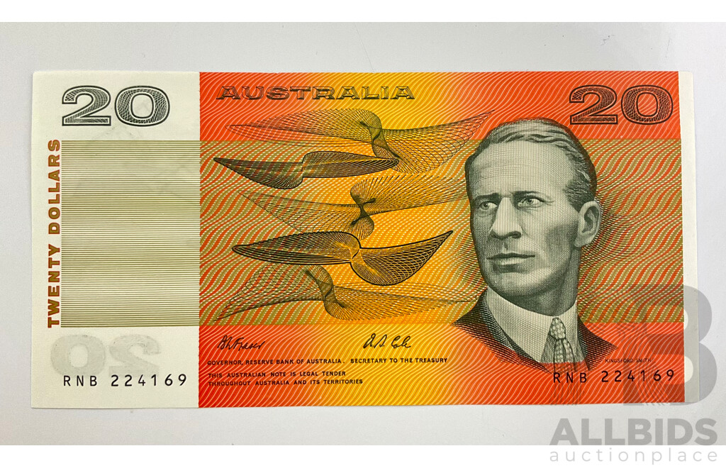Australian 1991 Twenty Dollar Note, Fraser/Cole R413 RNB 224169