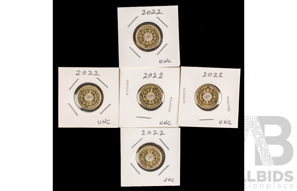 Five Australian 2022 Two Dollar Coins, Australia's Front Line Workers