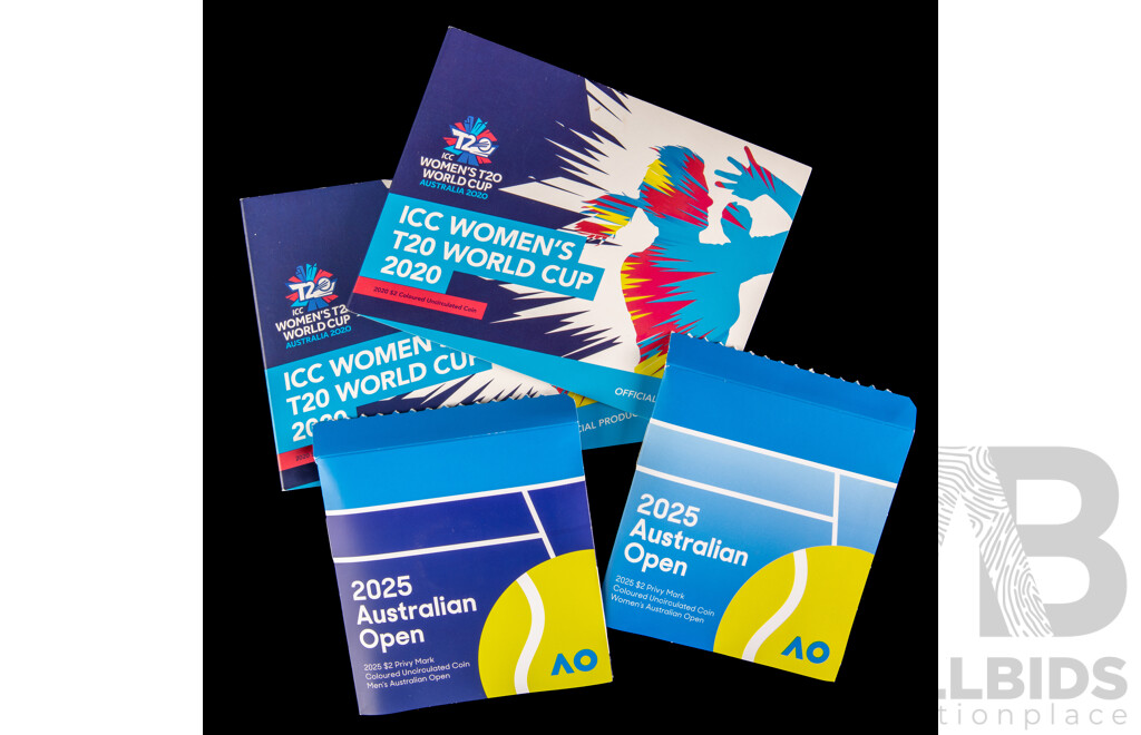 Australian Commemorative Coins Including 2025 Men's and Women's Australian Open, Two 2020 Women's T20 World Cup