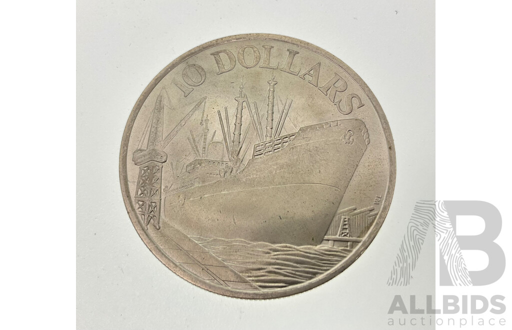Singapore 1976 Silver Ten Dollar Coin, 10th Anniversary of Independence .500