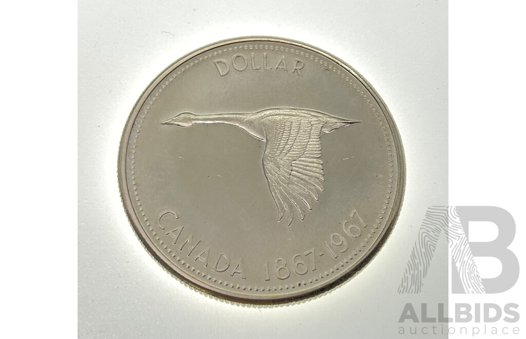 Canada 1967 Silver Dollar, 100th Anniversary of Canada .800