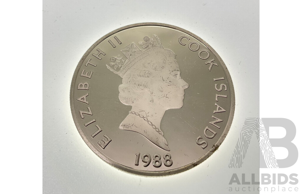 Cook Islands 1988 Silver Fifty Dollar Coin, Christopher Columbus .925