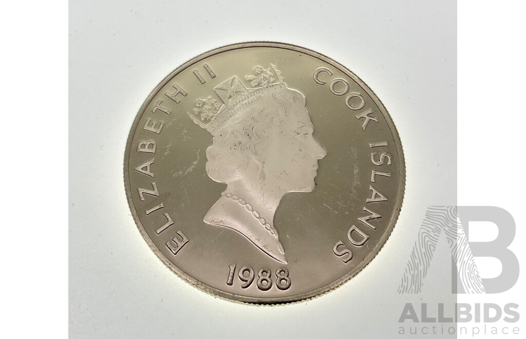 Cook Islands 1988 Silver Fifty Dollar Coin, Sieur De La Salle .925