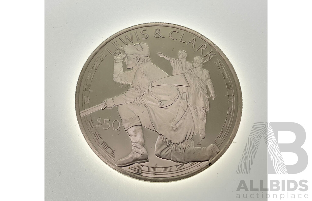 Cook Islands 1988 Silver Fifty Dollar Coin, Lewis & Clark .925