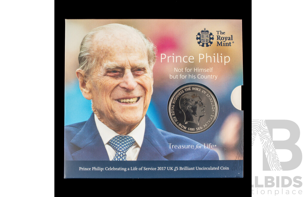 United Kingdom Royal Mint 2017 Brilliant UNC Five Pound Coin, Prince Phillip