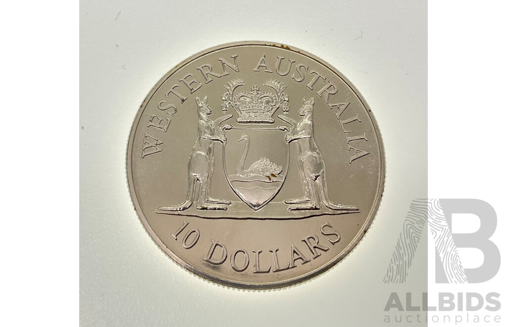 Australian 1990 Silver Proof Five Dollar Coin, State Series, Western Australia .925