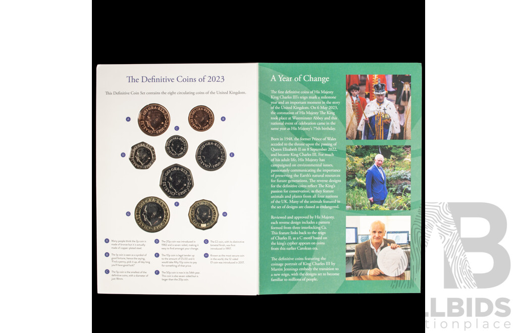 United Kingdom, Royal Mint 2023 Brilliant Coin Set, King Charles III Definitives