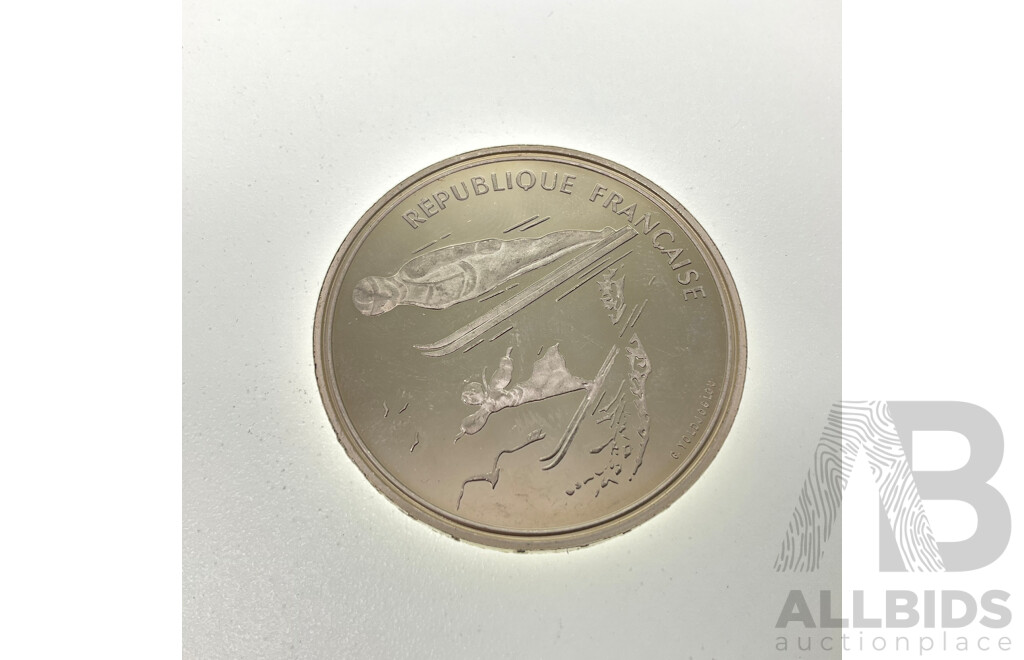France 1991 Silver One Hundred Francs Coin, 1992 Olympics, Albertville .900