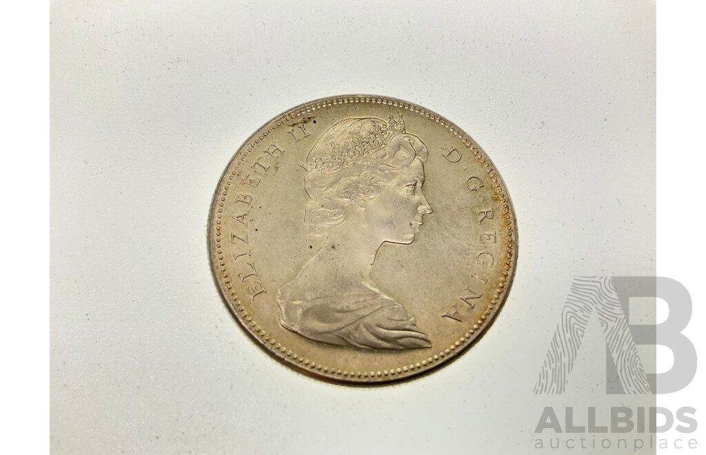 Canada 1967 QE2 Silver One Dollar Coin, 100th Anniversary of Canada .800