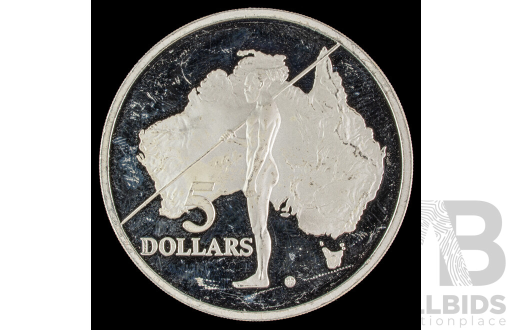 Australia 1994 Silver Five Dollar Coin, Aboriginal Exploration .925