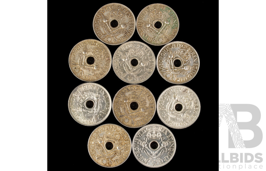 Ten Papua New Guinea 1945 Silver Shillings .925