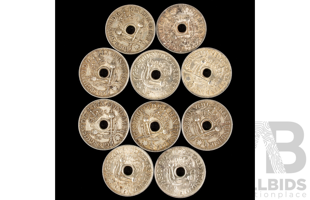 Ten Papua New Guinea 1945 Silver Shillings .925