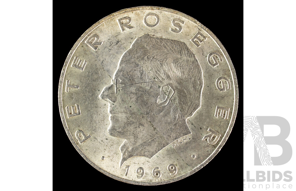 Austrian 1969 Silver Twenty Five Schilling, Peter Rosegger .800