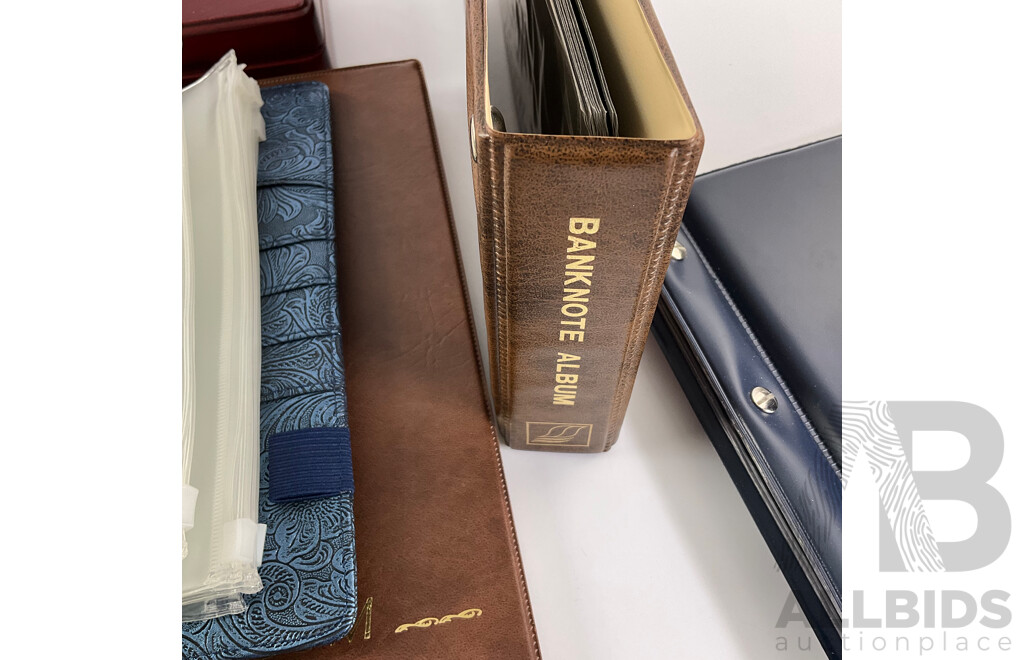 Collection of Coin and Note Albums and Holders Including Royal Australian Mint, Macquarie Mint, PCGS, Cumberland, Seven Seas