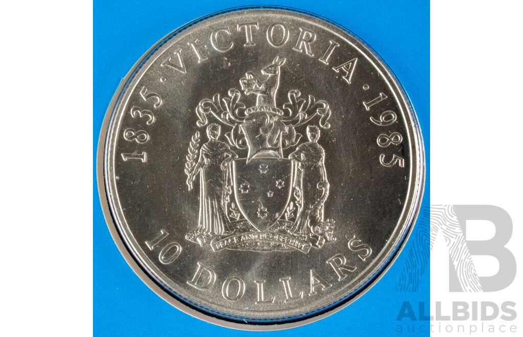 Australian 1985 Silver Ten Dollar Coin, State Series Victoria .925