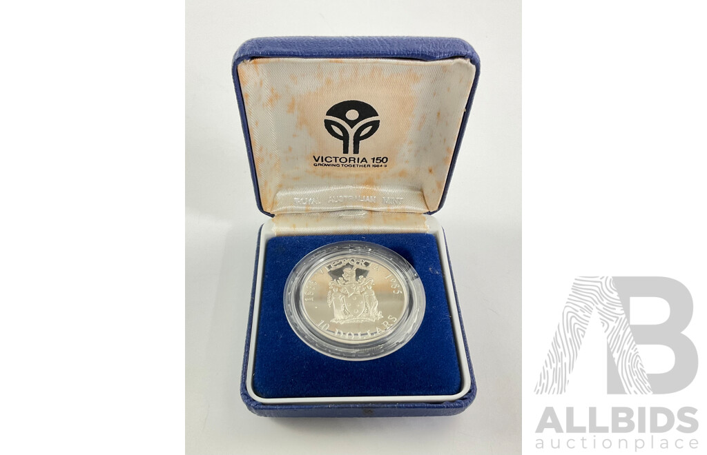 Australian 1985 Silver Proof Ten Dollar Coin, State Series Victoria .925