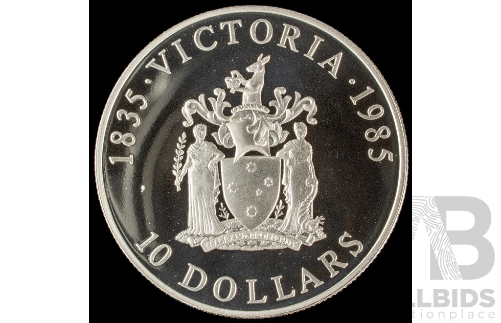 Australian 1985 Silver Proof Ten Dollar Coin, State Series Victoria .925