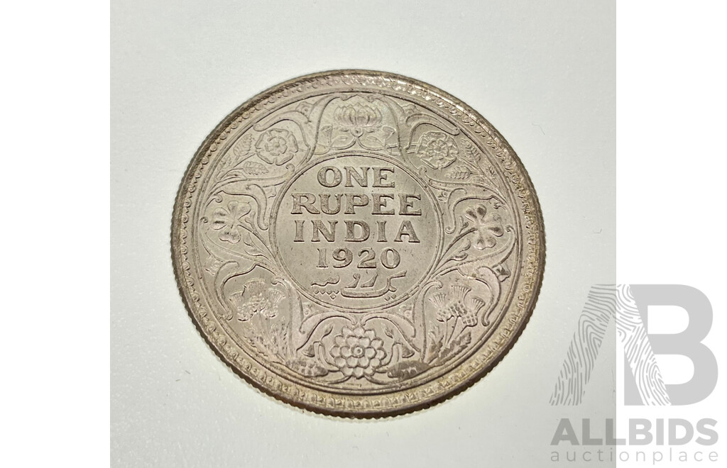 India 1920 KGV Silver One Rupee Coin .917