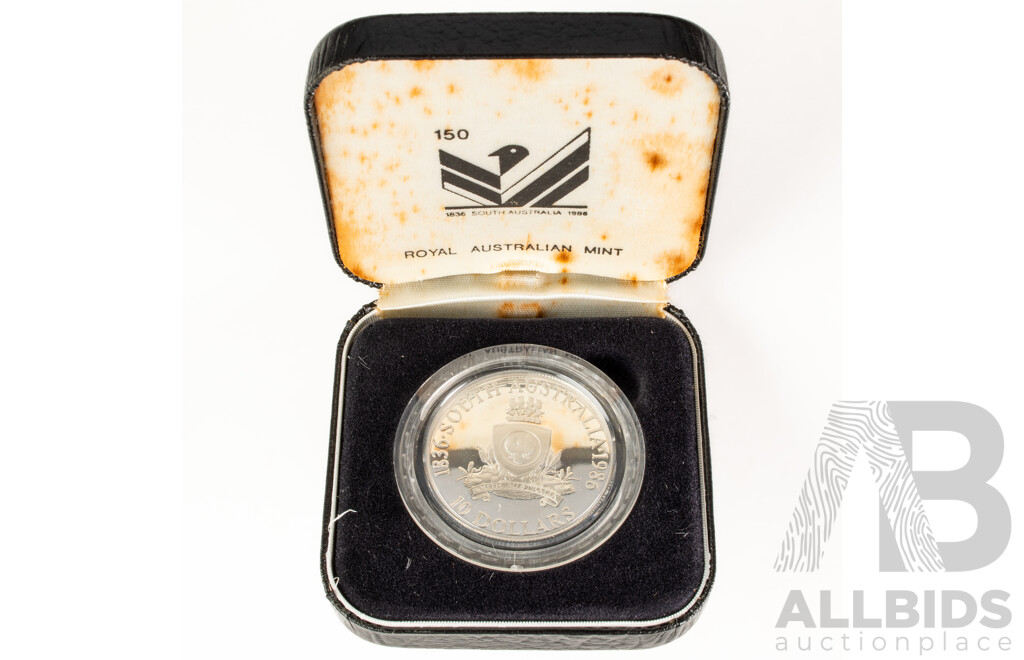 Australian 1986 Silver Proof Ten Dollar Coin, State Series South Australia .925