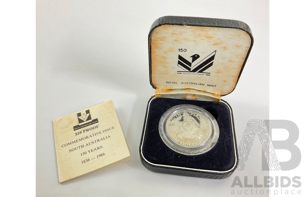 Australian 1986 Silver Proof Ten Dollar Coin, State Series South Australia .925