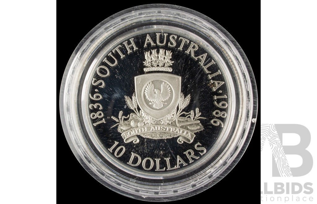 Australian 1986 Silver Proof Ten Dollar Coin, State Series South Australia .925