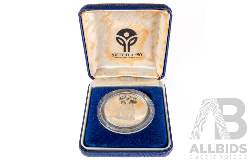 Australian 1985 Silver Proof Ten Dollar Coin, State Series Victoria .925