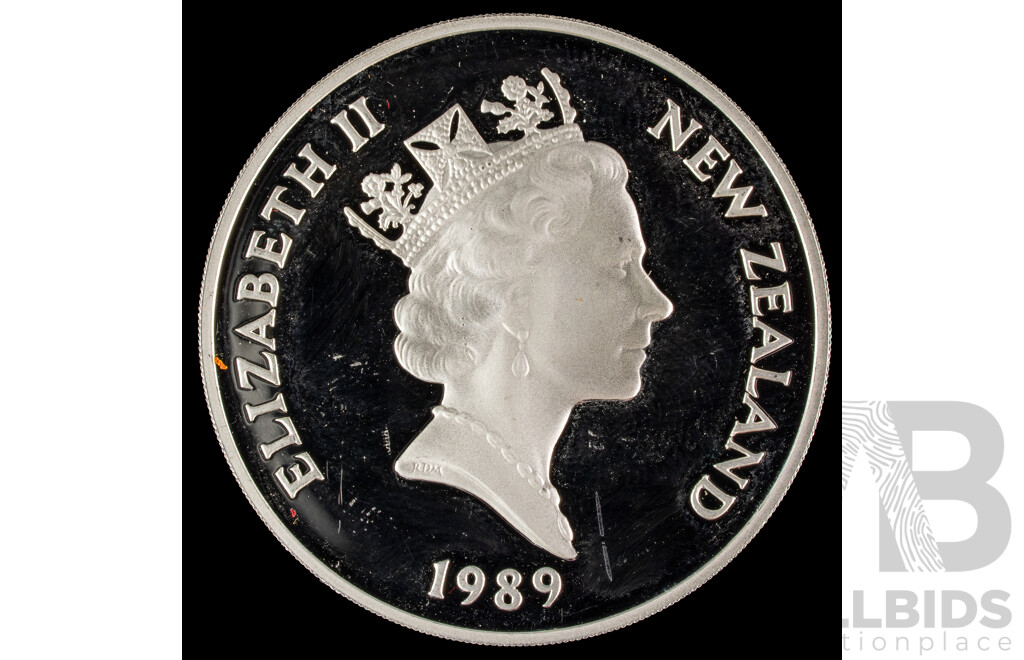 New Zealand 1989 Silver Proof One Dollar Coin, Commonwealth Games Runner .925