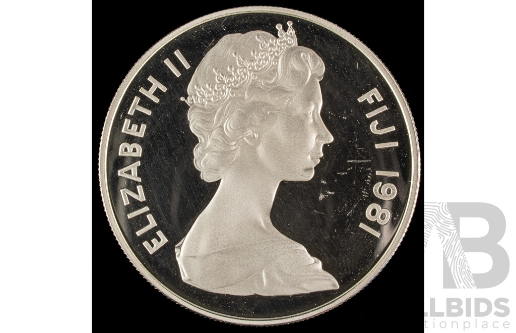 Fiji 1981 Silver Ten Dollar Coin, Royal Wedding .900