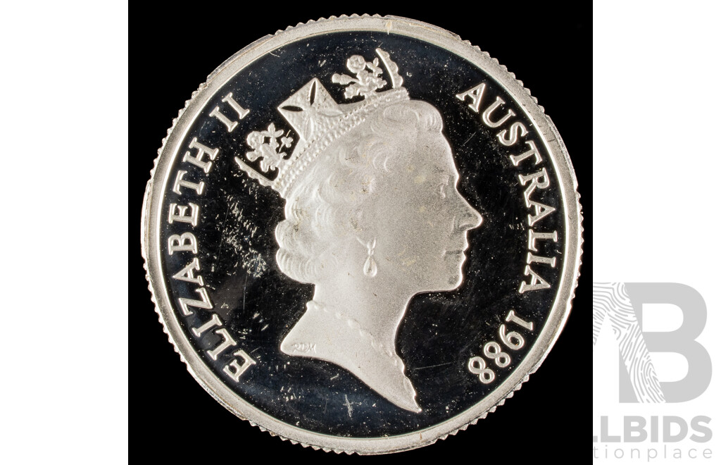 Australian 1988 Silver One Dollar Coin, Commemorative Bicentennial Aboriginal Kangaroo .925