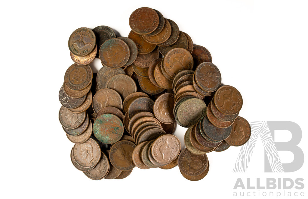 Collection of Australian Half Pennies, Examples Spanning 1913 to 1964