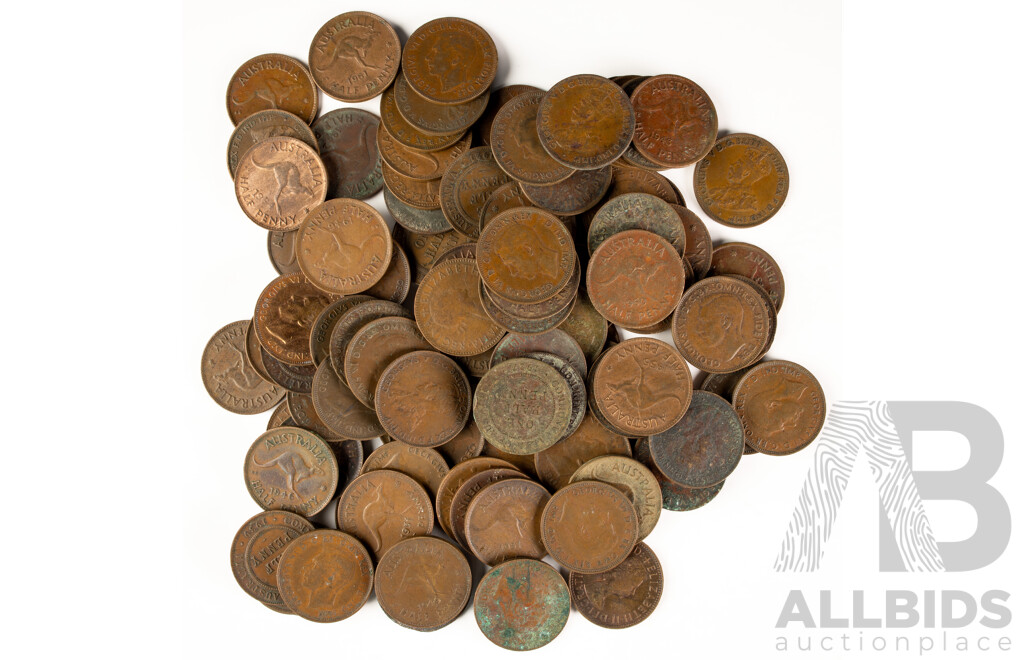 Collection of Australian Half Pennies, Examples Spanning 1913 to 1964