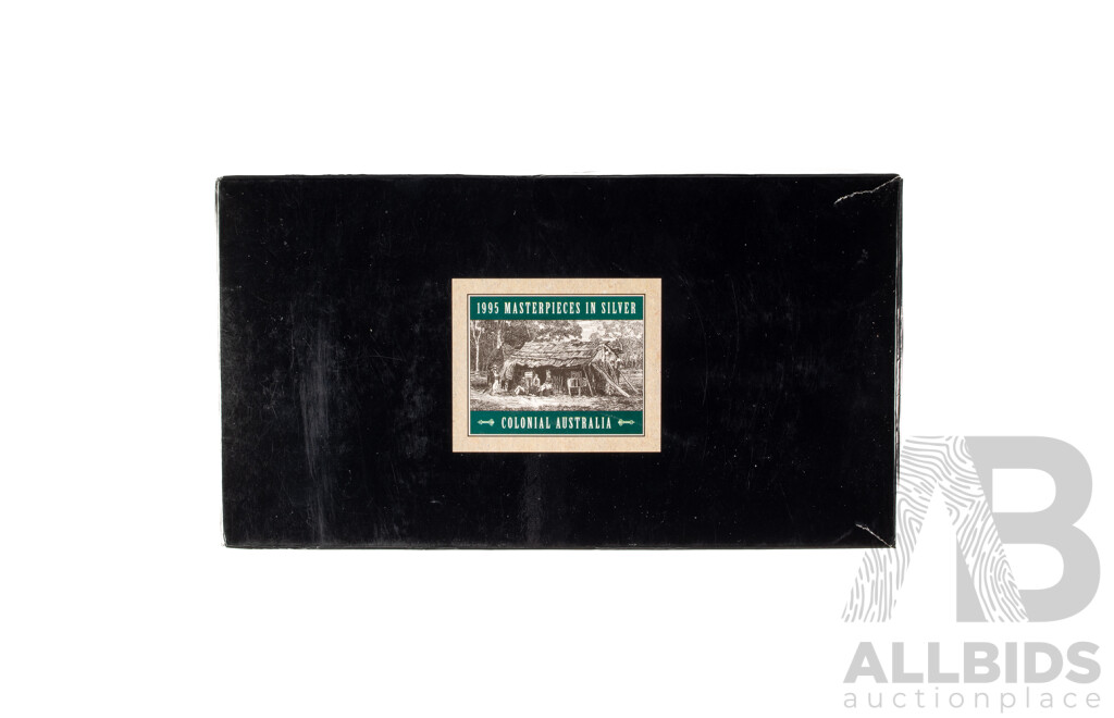 Australian 1995 Masterpieces in Silver Five Silver Proof Five Dollar Coins, Colonial Australia .925