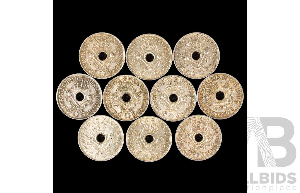 Ten Papua New Guinea 1945 Silver Shillings .925