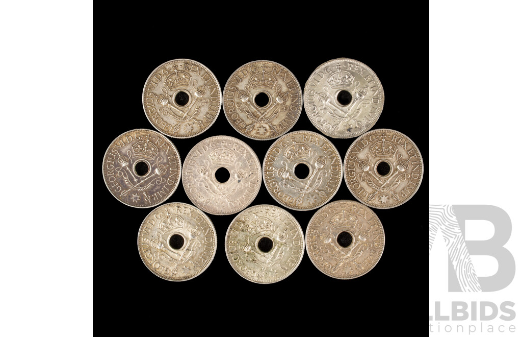 Ten Papua New Guinea 1945 Silver Shillings .925
