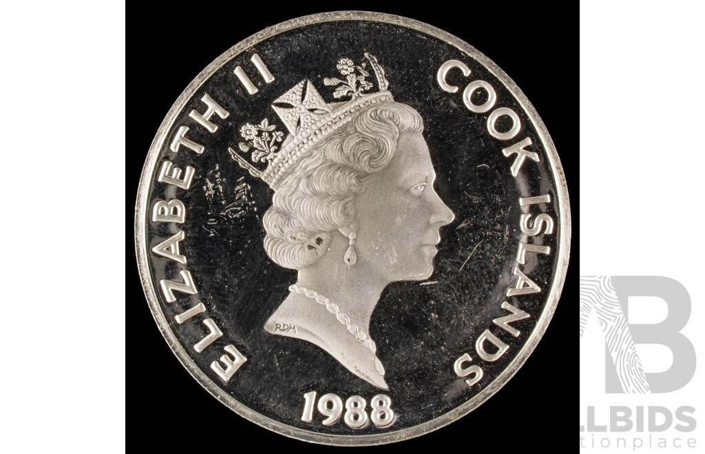 Cook Islands 1988 Silver Fifty Dollar Coin, Great Explorers Series, Amerigo Vespucci .925