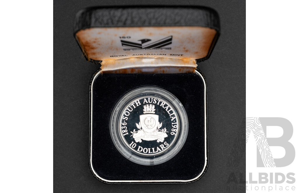 Australian RAM 1986 Silver Proof Ten Dollar Coin, State Series, South Australia .925