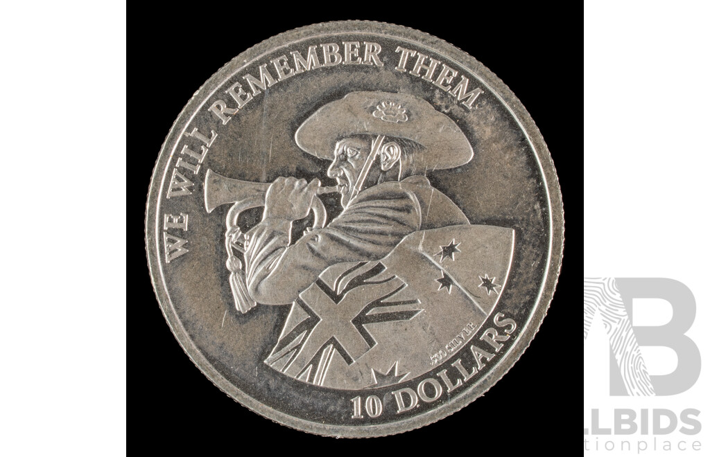 Nauru 2011 Silver Ten Dollar Coin, Commemorative Anzac Day .500