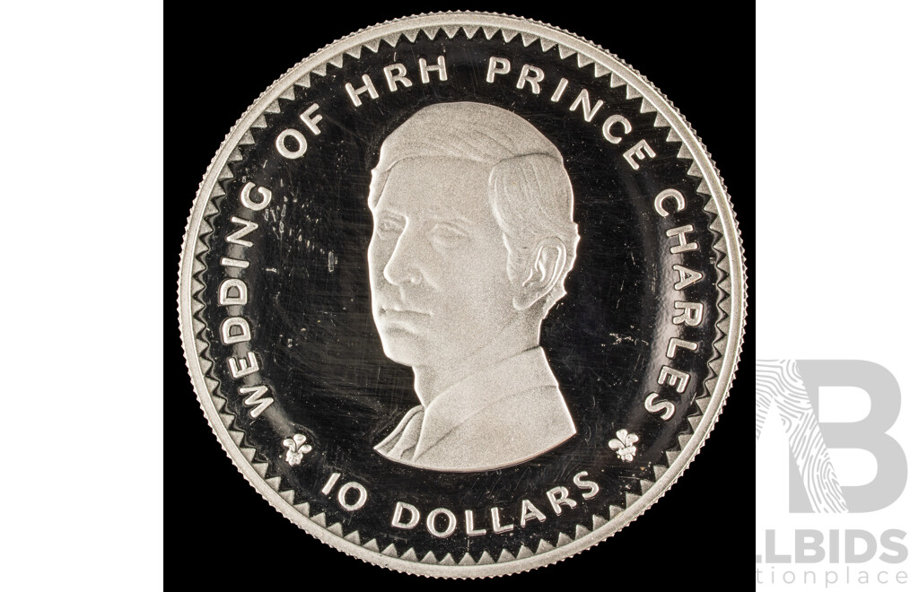 Fiji RAM 1981 Silver Ten Dollar Coin, Wedding of Prince Charles .925
