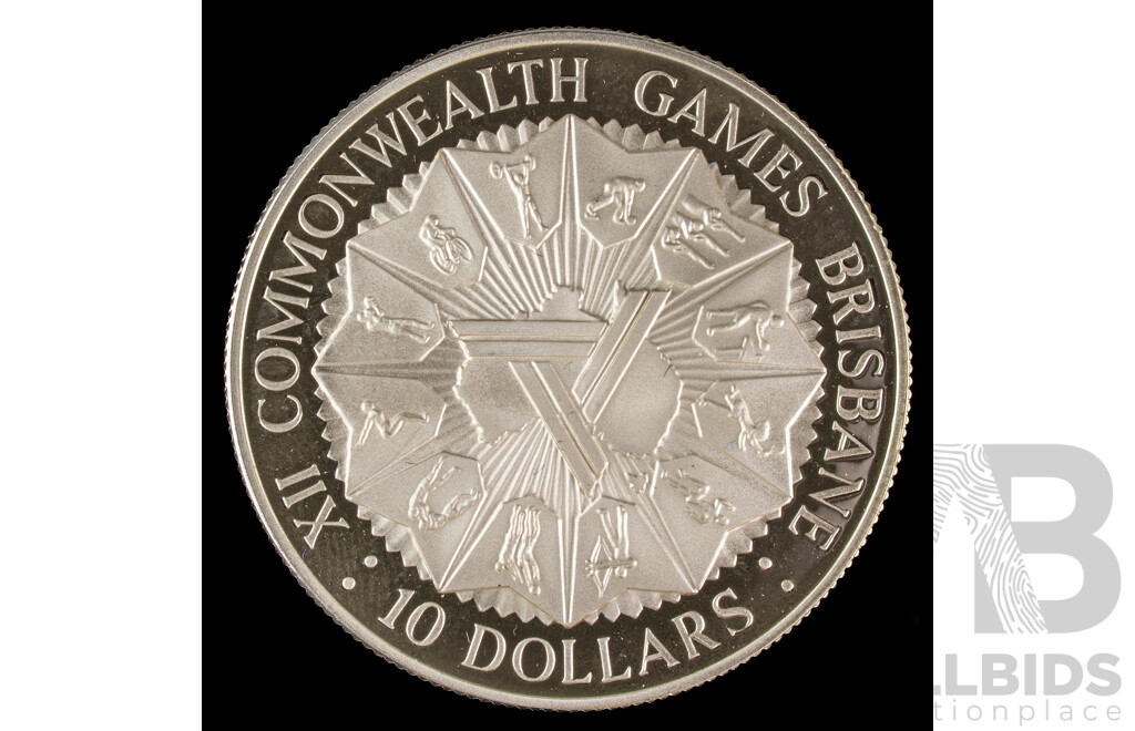Australian 1982 Silver Proof Ten Dollar Coin, Commonwealth Games .925