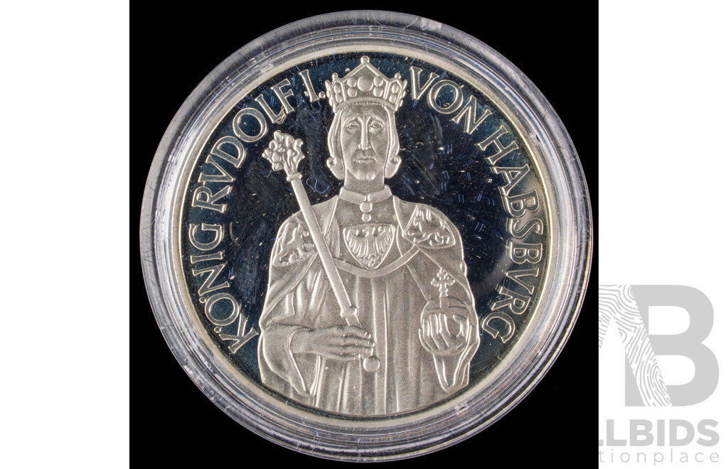 Austrian 1991 Silver One Hundred Schilling Coin, Millennium Series 996-1996  .900