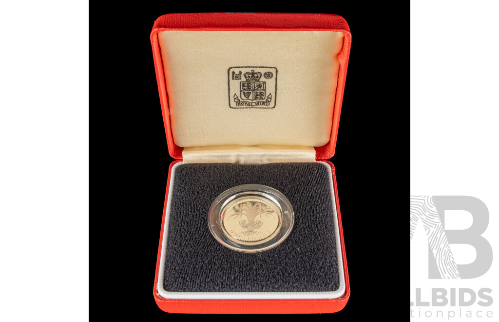 United Kingdom Royal Mint 1985 Silver Proof Piedfort One Pound Coin, Welsh Leek .925