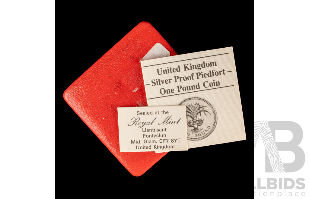 United Kingdom Royal Mint 1985 Silver Proof Piedfort One Pound Coin, Welsh Leek .925