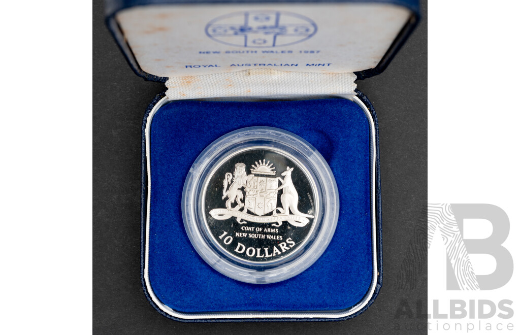 Australian RAM 1987 Silver Proof Ten Dollar Coin, State Series, New South Wales.925