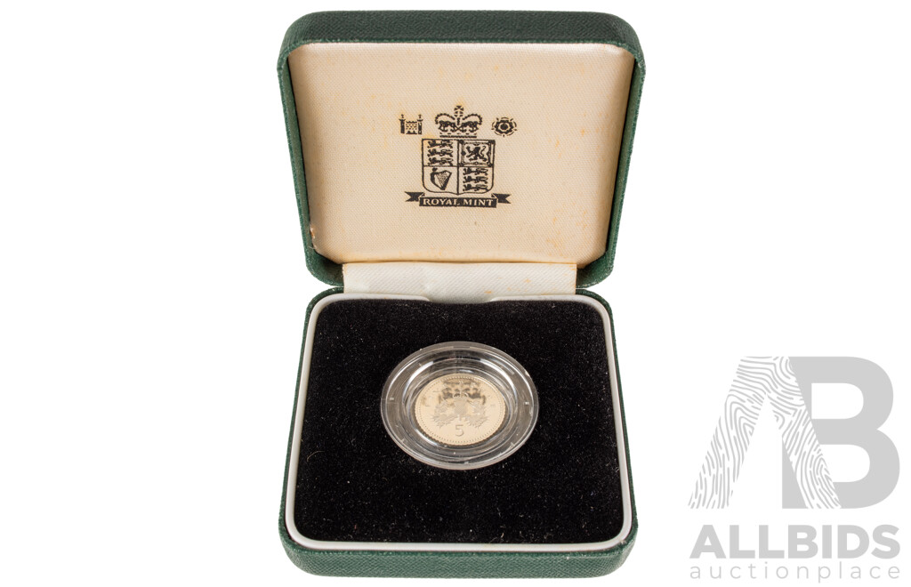 United Kingdom Royal Mint 1990 Silver Proof Five Pence Coin .925